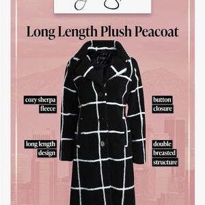 Double Breasted Sherpa Fleece Peacoat - Plush Teddy Coat